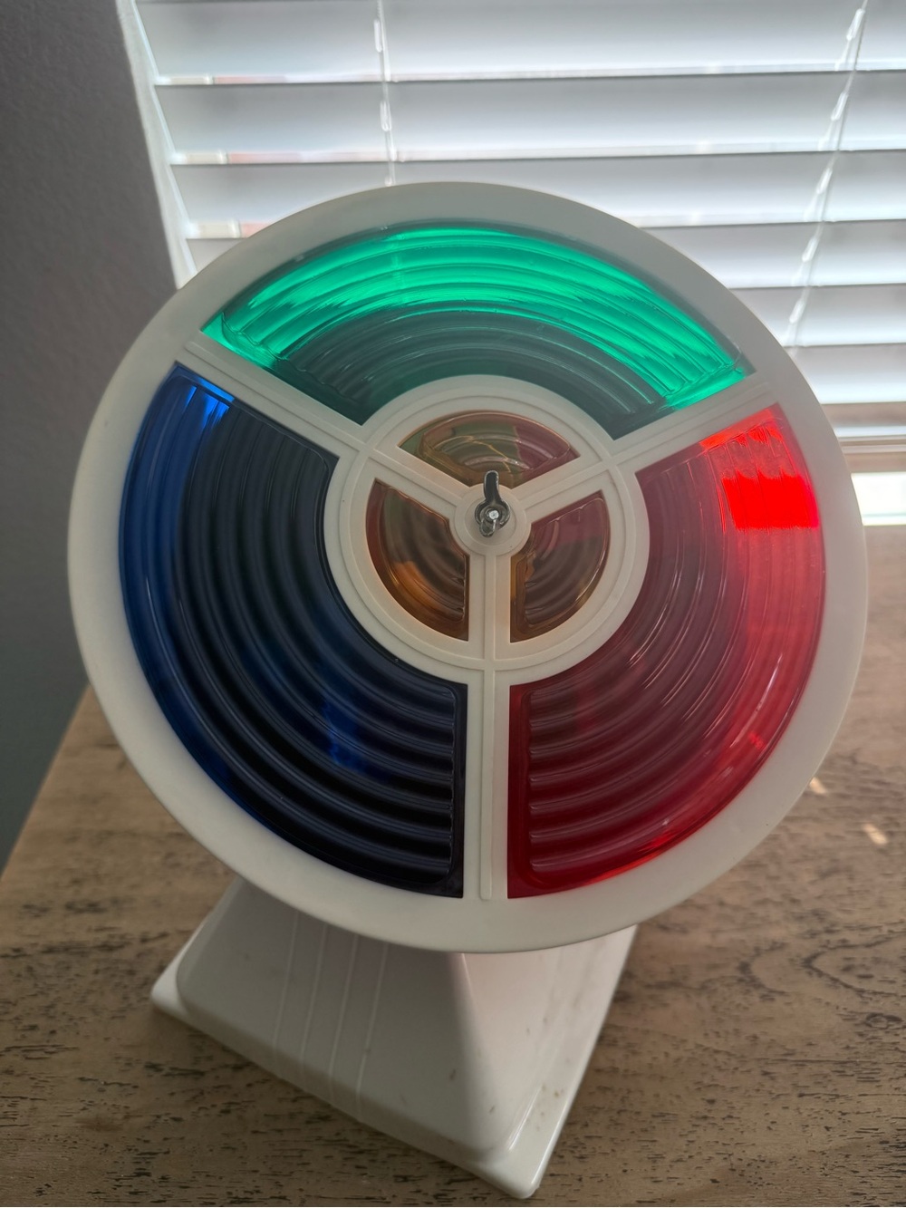Vintage-Inspired Tri-Color Accent Lamp - White Base